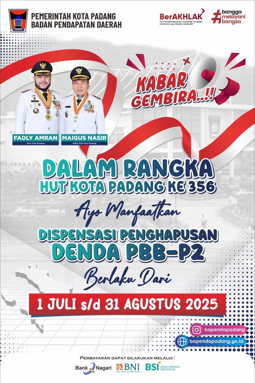 kado-hjk-ke-356,-pemko-padang-hapus-denda-pbb-warga