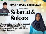 siswi-mtsn-1-pariaman-juara-1-olimpiade-tingkat-sumbar,-lolos-ke-tingkat-nasional
