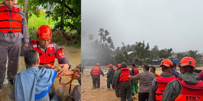 tim-sar-satbrimob-polda-sumbar-evakuasi-korban-banjir-di-kota-padang