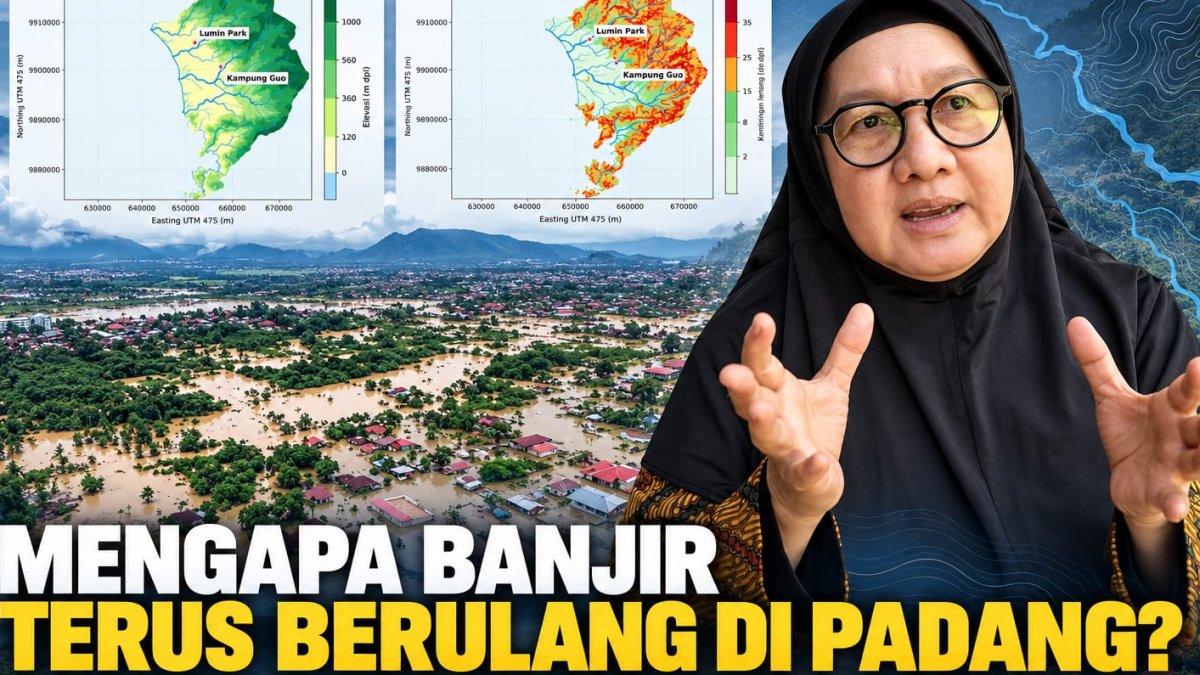 mengapa-banjir-terus-berulang-di-padang?-ini-penjelasan-pakar-unand Kondisi banjir di kawasan pemukiman Kota Padang yang terdampak luapan sungai dan sedimen dari wilayah hulu.