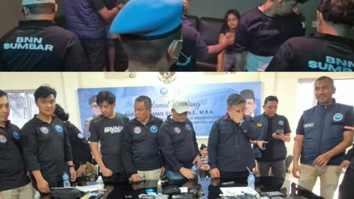 bnnp-sumbar-bersama-tni-polri-razia-penginapan-dan-hotel-di-padang,-55-orang-diamankan Personel BNNP Sumbar bersama tim gabungan melakukan penggerebekan narkoba di sebuah hotel di Kota Padang.
